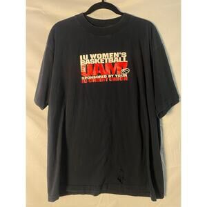 Vintage 90s IU Womens Basketball Let's JAM Graphic Black T-shirt Men's Size XL